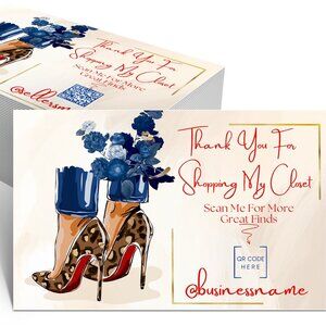 4" x 6" - Cheetah Heel Thank You Cards - With Closet Name and QR Code